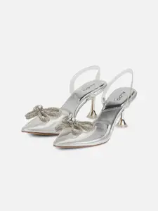ALDO Pointed Toe Block Heels With Bows & Backstrap