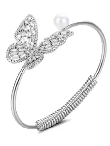 YouBella Silver-Plated Butterfly Cuff Bracelet