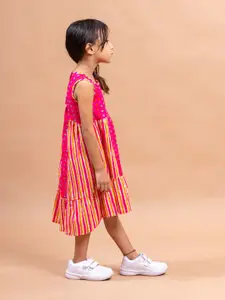 Sangria Girls Pink Polka Dots Printed Pure Cotton A-line Dress