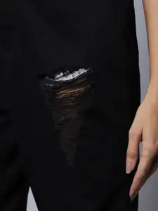 High Star Non Stretch Flare Fit High Distress Jeans