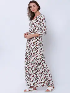 Tokyo Talkies Women Off-White Printed Maxi Dress