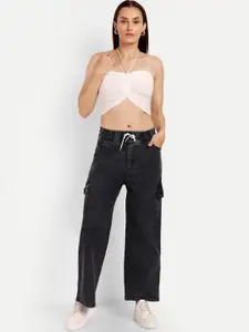 BROADSTAR Women Smart Wide Leg High-Rise Stretchable Jeans