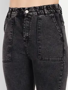 BROADSTAR Women Smart Wide Leg High-Rise Mildly Distressed Stretchable Jeans