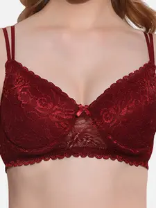 FIMS Floral Lace Full Coverage Underwired Lightly Padded Bra