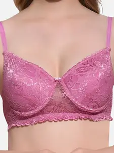 FIMS Pack Of 4 Floral Lace Full Coverage Underwired Lightly Padded Bra