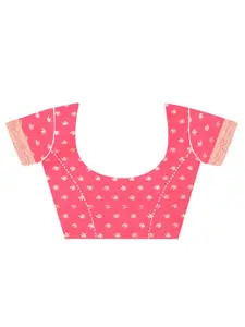 Sangria Pink Ethnic Woven-Designed Festive Saree With Blouse Piece