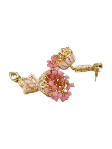Anouk Pink Gold-Plated Jhumkas Earrings