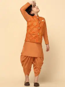 KISAH Boys Printed Regular Fit Bandhni Print Nehru Jacket