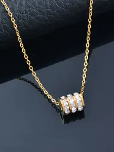 MYKI Gold-Plated CZ-Studded Pendant With Chain