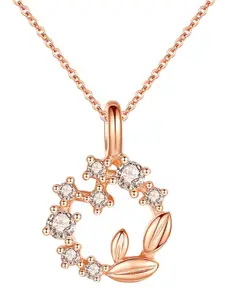 MYKI Rose Gold-Plated CZ-Studded Pendant With Chain