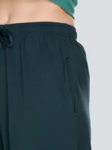 CUPID Women High-Rise Cotton Straight-Fit Track Pants