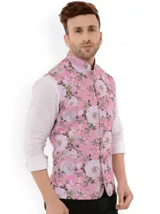Hangup Men Pink Printed Waist Coat