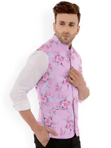Hangup Men Pink Printed Waist Coat