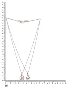 Jazz and Sizzle Set Of 2 Rose Gold Plated & Silver Plated CZ-Studded Pendant Chain
