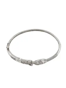 Anouk Cubic Zirconia Silver-Plated Kada Bracelet