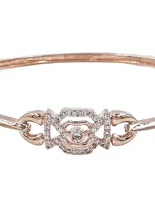Anouk Cubic Zirconia Rose Gold-Plated Kada Bracelet