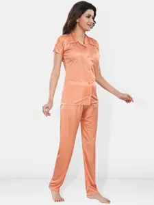 Be You Lapel Collar Satin Night suit