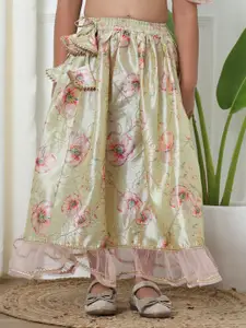 Readiprint Girls Printed Flared Sleeves Ready to Wear Lehenga & Blouse