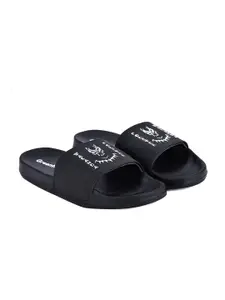 Greentech Men Black Panther Printed Rubber Sliders