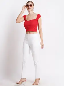 SIGHTBOMB Square Neck Cotton Crop Fitted Top
