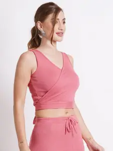 SIGHTBOMB V-Neck Cotton Wrap Crop Top