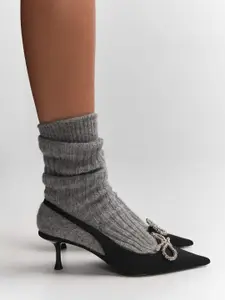 MANGO Stone Embellished Slim Heel Pumps