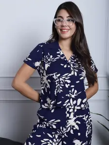 Boston Club Women Floral Printed Shirt With Trousers