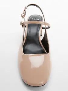 MANGO Women Square-Toe Block Heel Pumps