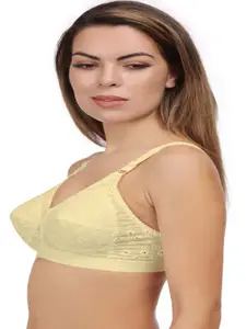 Eve's Beauty Floral Self Design Full Coverage Cotton Minimizer Bra Side Shaper