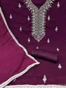 MANVAA Ethnic Motifs Embroidered Silk Georgette Unstitched Dress Material