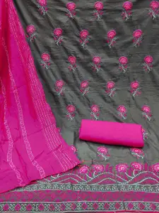 MANVAA Floral Embroidered Pure Silk Unstitched Dress Material