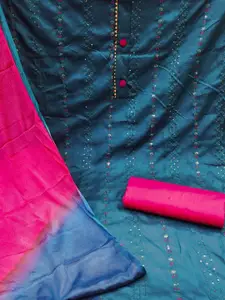 MANVAA Floral Embroidered Gotta Patti Unstitched Dress Material