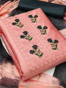 MANVAA Floral Embroidered Sequinned Unstitched Dress Material