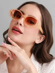 HAUTE SAUCE by  Campus Sutra HAUTE SAUCE by Campus Sutra Women Oval Sunglasses with UV Protected Lens AW23_HSSG2278