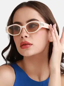 HAUTE SAUCE by  Campus Sutra HAUTE SAUCE by Campus Sutra Women Oval Sunglasses With UV Protected Lens AW23_HSSG2268