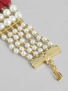 Anouk Women Brass Pearls Gold-Plated Wraparound Bracelet