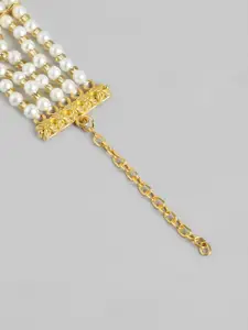 Anouk Women Brass Pearls Gold-Plated Wraparound Bracelet