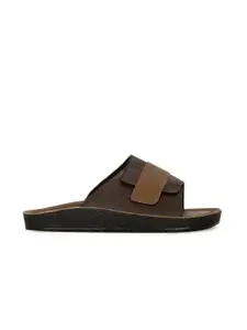 Bata Men Textured Comfort Sandals With Velcro Closure
