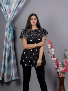 KALINI Polka Dot Printed Flutter Sleeves Top