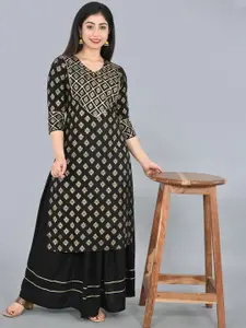 KALINI Ethnic Motifs Printed Regular Gotta Patti Kurta with Skirt