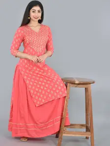 KALINI Ethnic Motifs Printed Regular Kurta With Skirt