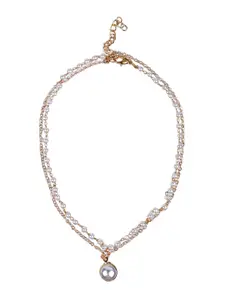 VAGHBHATT Gold-Plated Designer Delicate Layered Pendant With Necklace