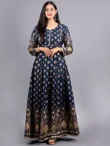 KALINI Ethnic Motifs Printed Fit & Flare Maxi Ethnic Dress