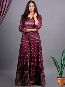 KALINI Ethnic Motifs Printed A-Line Ethnic Dress