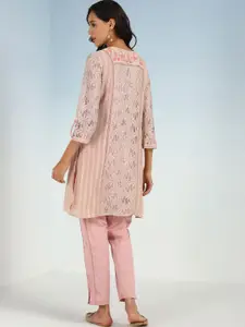 Lakshita Floral Embroidered Tie Up Neck Sequinned Kurta