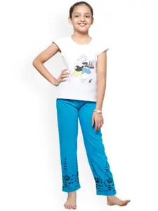 BAESD Girls Pack Of 2 Pure Cotton Bottom Printed Lounge Pants