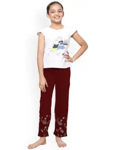 BAESD Girls Pack Of 2 Printed Pure Cotton Lounge Pants