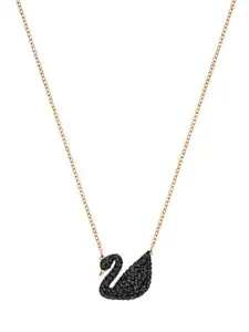 FIMBUL Gold-Plated Stone Studded Small Swan Pendant Chain