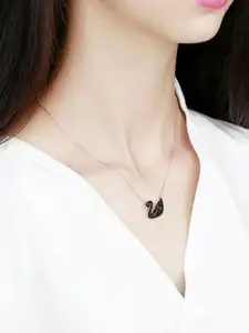 FIMBUL Gold-Plated Stone Studded Swan Pendant Chain