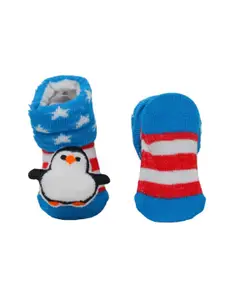 Yellow Bee Infant Boys Pack Of 2 Patterned Cotton Ankle-Length Anti-Skid Socks